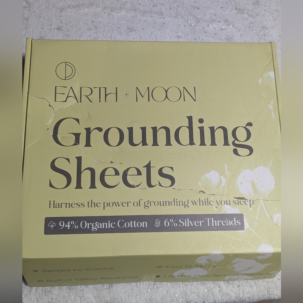 Earth + Moon Grounding Sheet Organic Cotton Silver Threads Sleep Mat Kit Twin